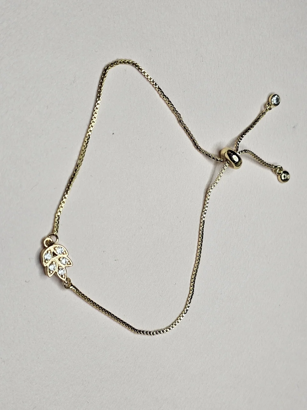 Gold Crystal Leaf Adjustable Bracelet for Women